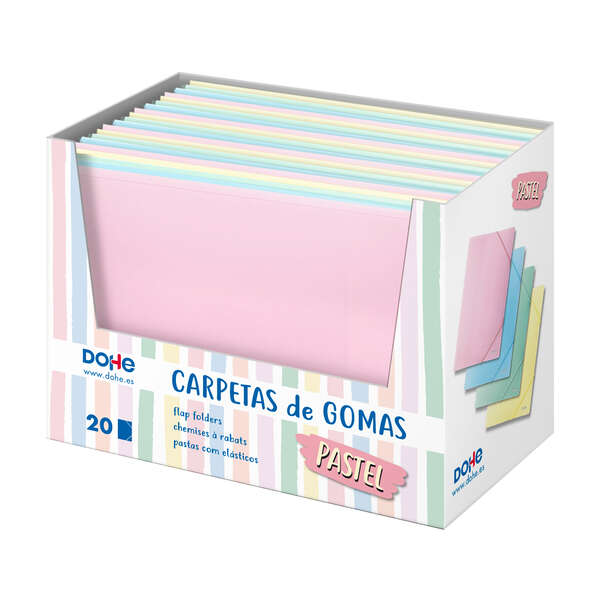 Dohe Espositore di cartelline con elastico formato A4 - 20 pezzi - Polipropilene da 600 micron - Colori assortiti