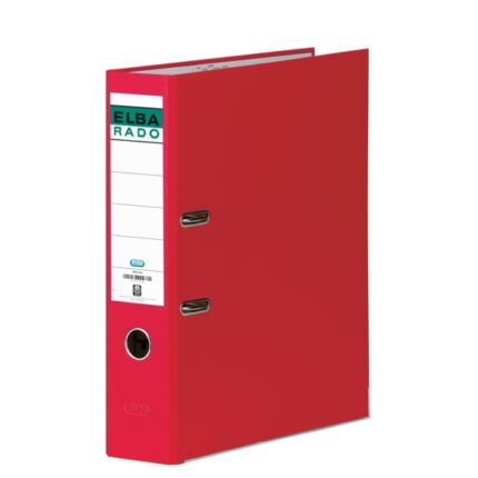 Elba Chic Raccoglitore formato Folio - Dorso da 80 mm - Con leva e anello - Rivestimento esterno in PVC - Colore rosso