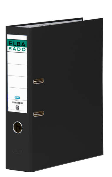 Elba Chic Raccoglitore Formato A4 - Dorso da 80 mm - Con leva e Rado - Rivestimento esterno in PVC - Colore nero