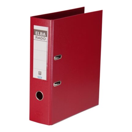 Elba Plast Cartellina A4 - Larghezza 80 mm - Con leva e Rado - Resistente e durevole - Realizzata in PVC - Colore rosso