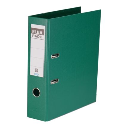 Elba Plast Raccoglitore Formato A4 - Larghezza 80 mm - Con leva e Rado - Resistente e durevole - Realizzato in PVC - Colore verde