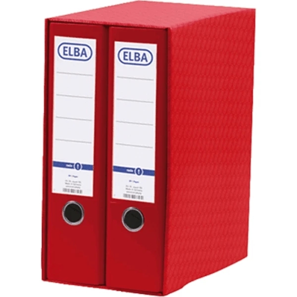 Elba Rado Top Modulo da 2 raccoglitori a leva A4 - Dorso 80 mm - Rivestimento esterno in plastica - Interno in carta - Colore rosso