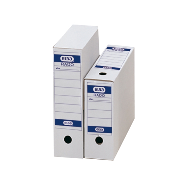 Scatola archivio Elba Definitivo Folio - Resistente e durevole - Ideale per organizzare documenti - Colore bianco e blu