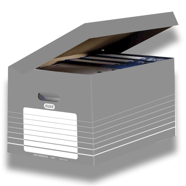 Elba Contenitore per archiviazione - Montaggio automatico - Coperchio integrato - Colore grigio
