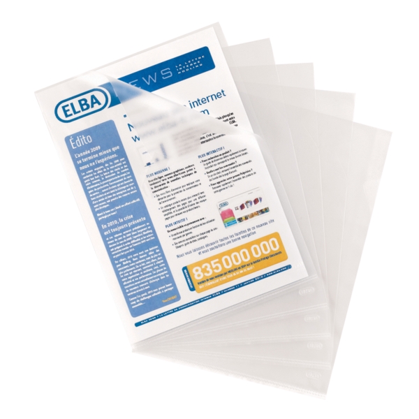 Elba Confezione da 100 buste Uñero Standard Folio PP 140 micron - Resistenti e durevoli - Finitura in pelle d'arancia trasparente