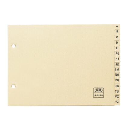 Elba Indice Alfabetico Formato 4º Orizzontale 15 AZ - Cartoncino da 180 g - Organizzazione alfabetica - Resistente e durevole - Colore beige