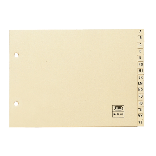 Elba Indice Alfabetico Formato 4º Orizzontale 15 AZ - Cartoncino da 180 g - Organizzazione alfabetica - Resistente e durevole - Colore beige