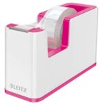 Leitz WOW Dispenser per nastro adesivo - Per rotoli fino a 19 mm x 33 m - Include nastro adesivo scrivibile - Colore bianco/rosa