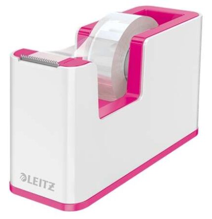 Leitz WOW Dispenser per nastro adesivo - Per rotoli fino a 19 mm x 33 m - Include nastro adesivo scrivibile - Colore bianco/rosa
