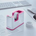 Leitz WOW Dispenser per nastro adesivo - Per rotoli fino a 19 mm x 33 m - Include nastro adesivo scrivibile - Colore bianco/rosa - immagine 2