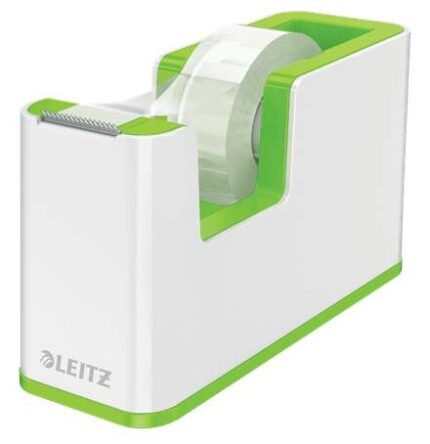 Leitz WOW Dispenser per nastro adesivo - Per rotoli fino a 19 mm x 33 m - Include nastro adesivo scrivibile - Colore bianco/verde