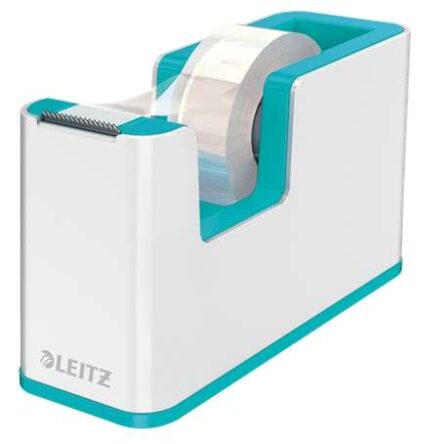 Leitz WOW Dispenser per nastro adesivo - Per rotoli fino a 19 mm x 33 m - Include nastro adesivo scrivibile - Colore bianco/turchese