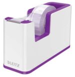 Leitz WOW Dispenser per nastro adesivo - Per rotoli fino a 19 mm x 33 m - Include nastro adesivo scrivibile - Colore bianco/viola