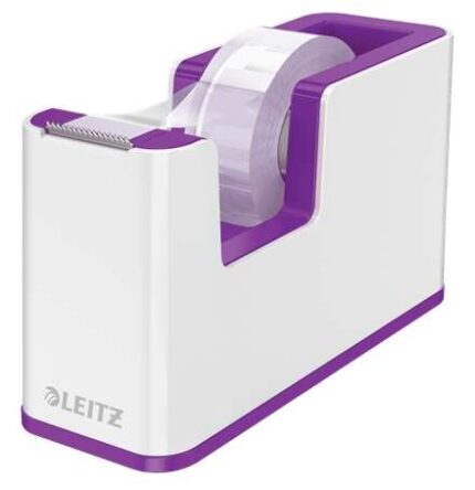 Leitz WOW Dispenser per nastro adesivo - Per rotoli fino a 19 mm x 33 m - Include nastro adesivo scrivibile - Colore bianco/viola