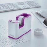 Leitz WOW Dispenser per nastro adesivo - Per rotoli fino a 19 mm x 33 m - Include nastro adesivo scrivibile - Colore bianco/viola - immagine 2