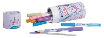 Giotto Candy Collection Turbo Soft Brush Confezione da 12 pennarelli a punta pennello + pennello - Colori pastello assortiti