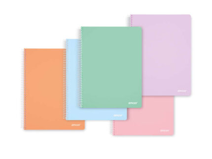 Ancor Classic Stripes Quaderno a spirale formato Folio a quadretti 4x4 mm - 80 fogli 90 g - Copertina in plastica - Colori pastello assortiti