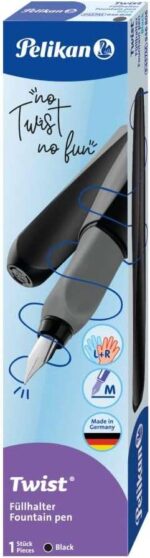 Pelikan Twist Penna Stilografica Scolastica Ricaricabile - Pennino in Acciaio Inossidabile Punta M - Corpo Colore Nero (946806) - immagine 5