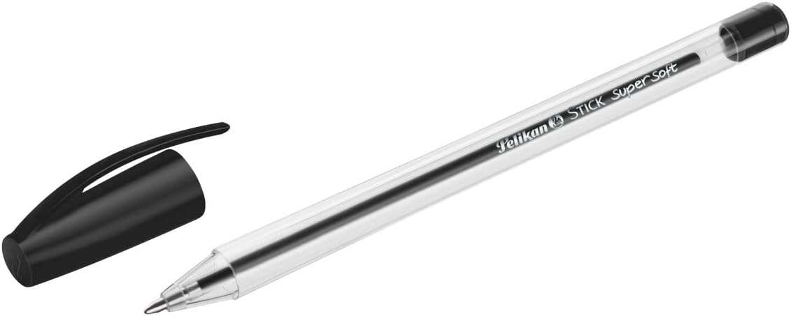 Pelikan Stick Super Soft Penna a sfera Tratto 1 mm - Inchiostro super fluido - Impugnatura triangolare - Colore nero
