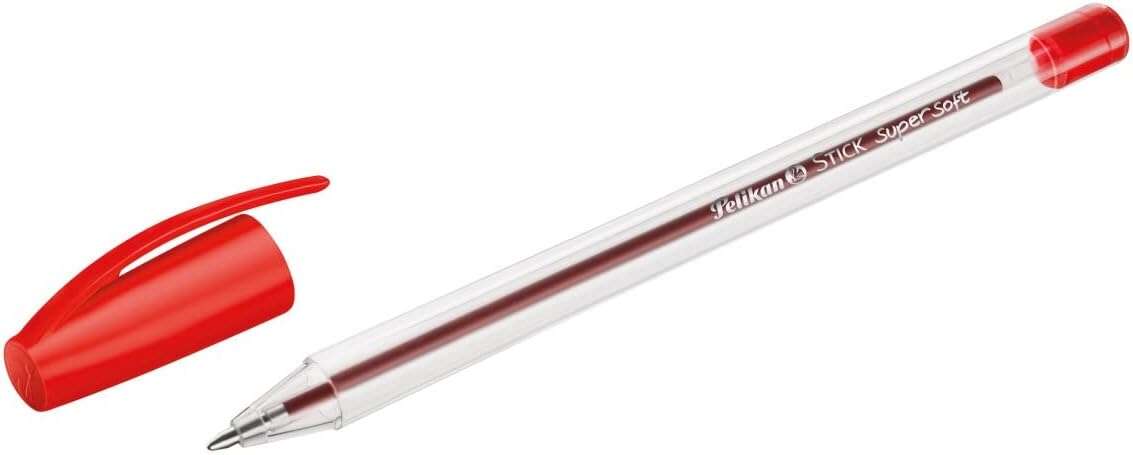 Pelikan Stick Super Soft Penna a sfera Tratto 1 mm - Inchiostro super fluido - Impugnatura triangolare - Colore rosso