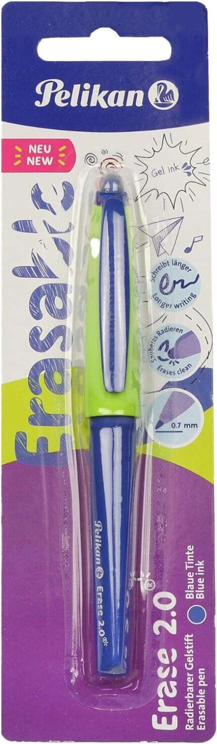 Pelikan Roller Erase 2.0 Penna a sfera - Impugnatura ergonomica antifatica - Inchiostro a lunga durata - Corpo dello stesso colore dell'inchiostro - Colore blu