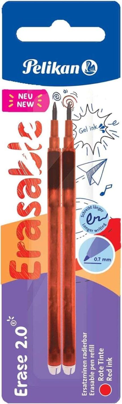 Pelikan Blister 2 Ricarica per gomma Erase 2.0 - Ideale per matite e penne - Colore rosso