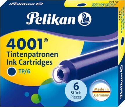 Pelikan 4001 TP/6 Confezione da 6 cartucce - Inchiostro di alta qualità - Compatibile con penne stilografiche - Colore blu reale