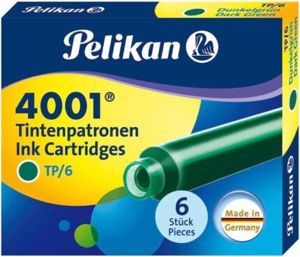 Pelikan Confezione da 6 cartucce 4001 TP/6 - Ricambio per penna stilografica - Colore verde scuro