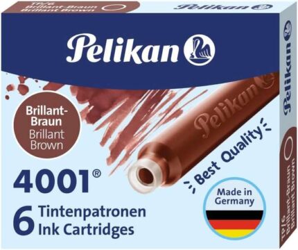 Pelikan Confezione da 6 cartucce 4001 TP/6 Inchiostro di alta qualità - Compatibile con penne stilografiche - Colore Marrone