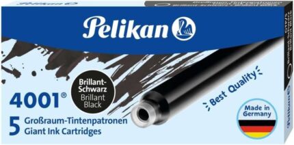 Pelikan 4001 GTP/5 Confezione da 5 cartucce lunghe - Inchiostro di alta qualità - Compatibile con penne stilografiche - Colore nero