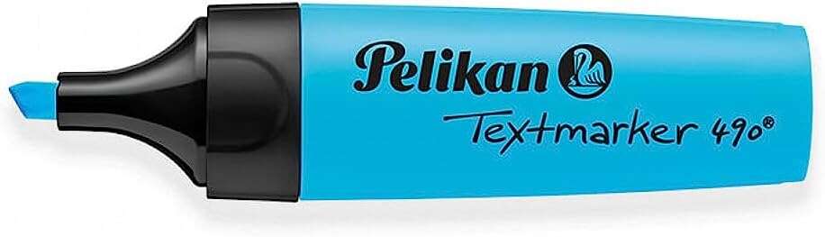 Evidenziatore Pelikan Textmarker 490 - A base d'acqua - 3 larghezze di tratto - Colore blu fluorescente