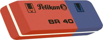 Pelikan Confezione da 40 gomme BR40 - Doppia funzione per inchiostro e matita - Alta qualità - Resistente - Cancellazione di precisione - Colore blu/rosso