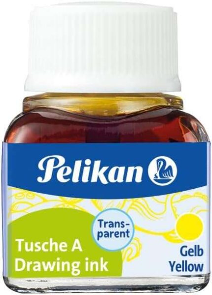 Pelikan Inchiostro Cinese 523 10ml N.5 - Flacone da 10ml - Resistente all'acqua - Ideale per disegno e calligrafia - Colore giallo