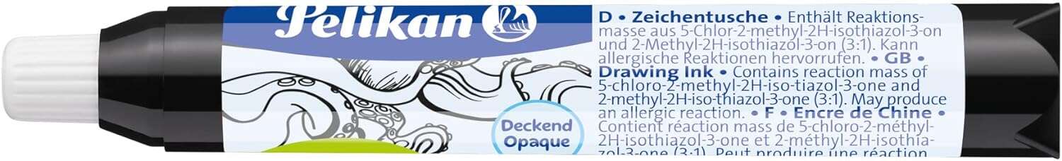 Inchiostro cinese Pelikan con pipetta - Ideale per disegno e calligrafia - Resistente all'acqua - Asciugatura rapida - Colore nero