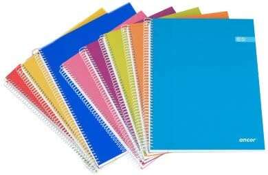 Ancor Classic Stripes Quaderno a spirale formato Folio a quadretti 4x4 mm - 80 fogli 90 g - Copertina in cartoncino plastificato - Colori assortiti