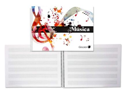 Golden Quaderno di musica con 20 fogli - Interlinea di 3 mm - Carta da 100 g