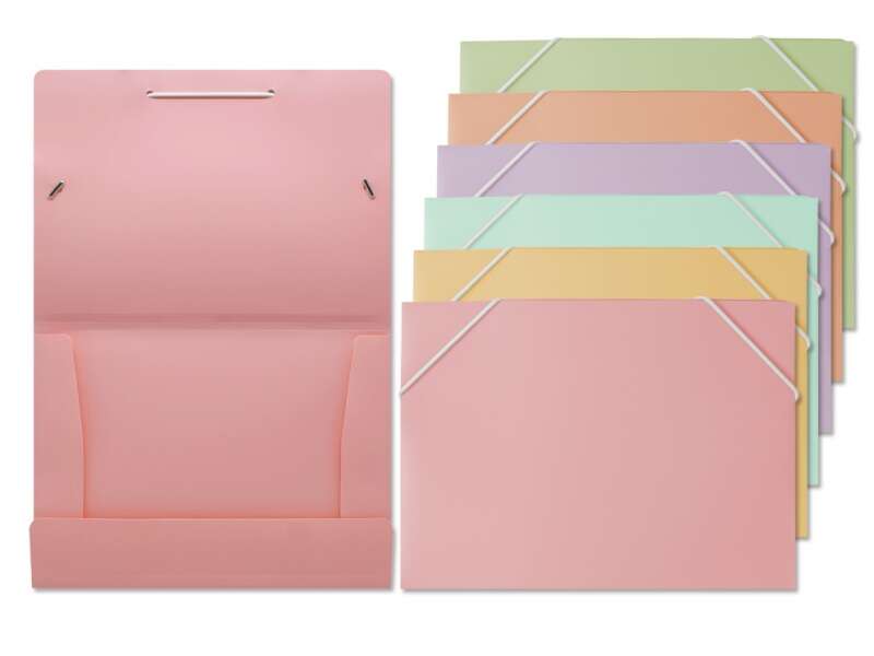 Bismark Cartellina con alette A5 - Polipropilene - Chiusura con elastici - Colori pastello assortiti Bismark Cartellina con alette A5 - Polipropilene - Chiusura con elastici - Colori pastello assortiti