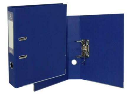 Bismark Raccoglitore A-Z in PVC A4 Dorso 75 mm - Elevata resistenza - Portacartellini sul dorso - Rinforzi metallici sul bordo inferiore - Meccanismo a leva - Colore blu