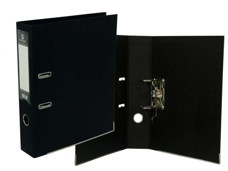 Bismark Raccoglitore A-Z in PVC A4 Dorso 75 mm - Elevata resistenza - Portacartellini sul dorso - Rinforzi metallici sul bordo inferiore - Meccanismo a leva - Colore nero