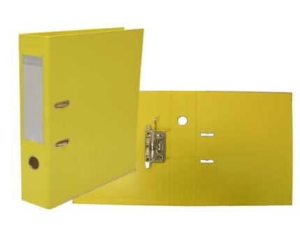 Bismark Raccoglitore A-Z in PVC A4 Dorso 75 mm - Elevata resistenza - Portacartellino sul dorso - Rinforzi metallici sul bordo inferiore - Meccanismo a leva - Colore giallo