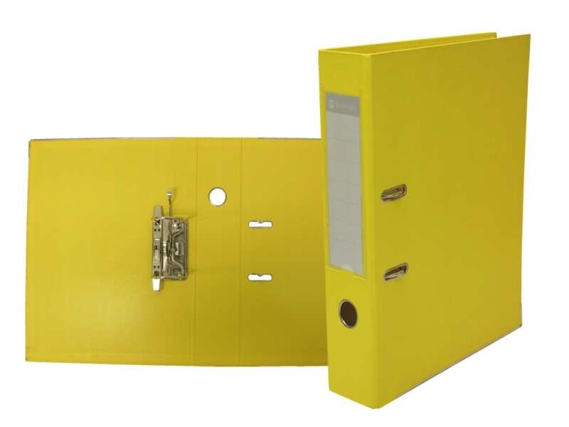 Bismark Raccoglitore A-Z Formato Folio - PVC ad alta resistenza - Portacartellini sul dorso - Rinforzi metallici sul bordo inferiore - Meccanismo a leva - Colore giallo