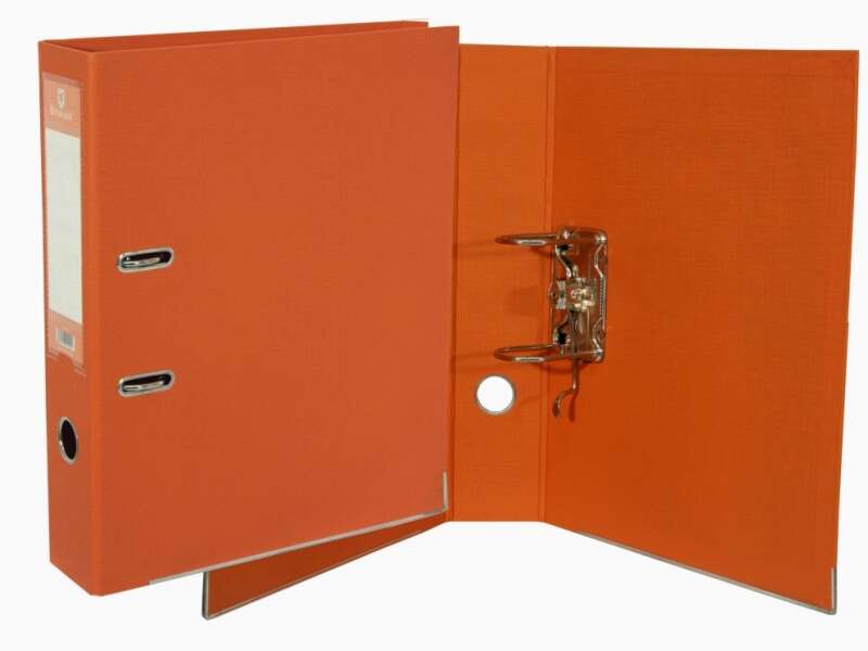 Bismark Raccoglitore A-Z Formato Folio - PVC ad alta resistenza - Portacartellini sul dorso - Rinforzi metallici sul bordo inferiore - Meccanismo a leva - Colore arancione