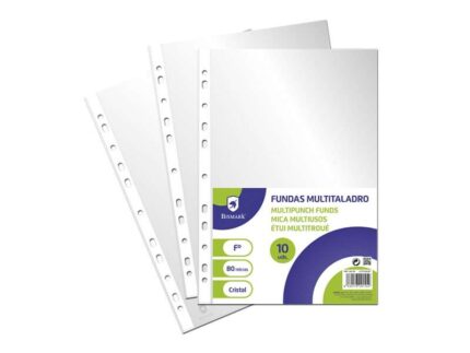 Bismark Confezione da 10 buste multiforo formato Folio 80 micron - Finitura cristallina - Ideali per raccoglitori ad anelli - Disponibili in vari formati