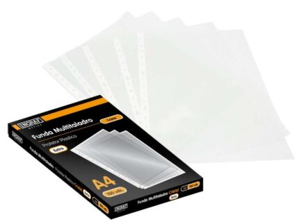 Ingraf Confezione da 100 buste multiforo A4 trasparenti 70 micron - Finitura cristallina