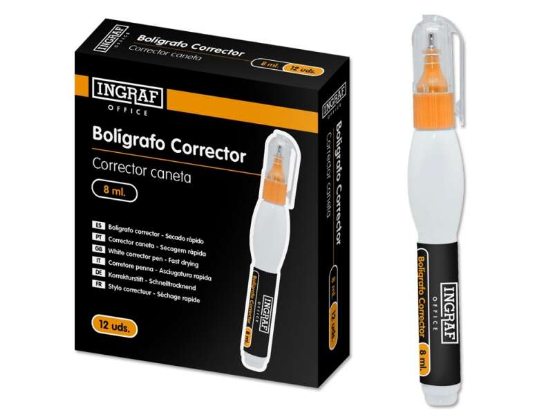 Ingraf Penna correttiva 8 ml - Punta metallica fine - Asciugatura rapida - Forma ergonomica