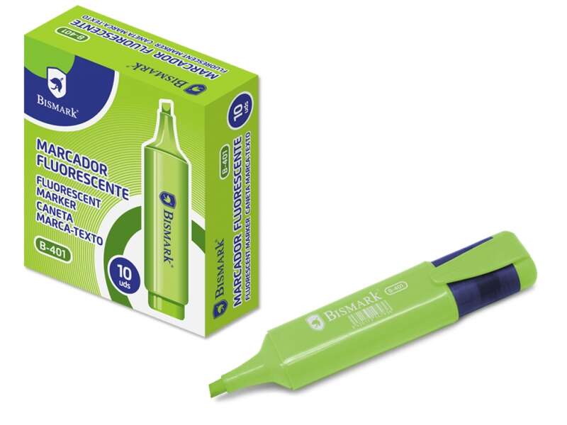 Bismark Evidenziatore fluorescente - Punta smussata - Clip sul cappuccio - Colore verde Bismark Evidenziatore fluorescente - Punta smussata - Clip sul cappuccio - Colore verde
