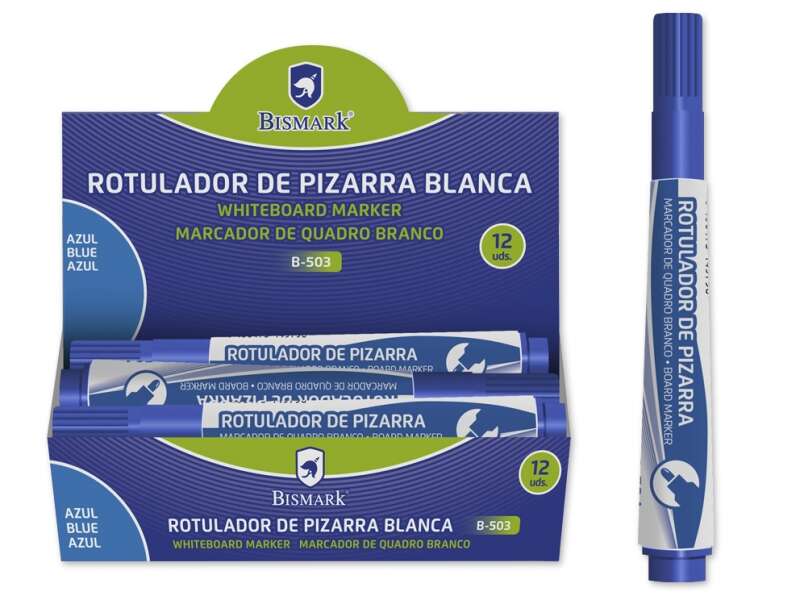 Pennarello per lavagna Bismark con inchiostro a base alcolica - Punta media in fibra acrilica - Punta arrotondata - Colore: blu