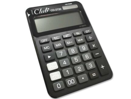 Ingraf CD-2720-12 Calcolatrice a 12 cifre - 4 tasti di memoria - Tasto doppio zero - Calcolo della percentuale - Tasto di somma extra-grande - Tasto margine di costo - Alimentazione solare e a batterie - Colore nero