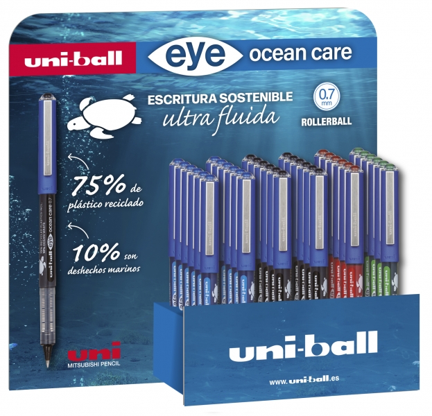 Uni-ball Eye Ocean Care UB-1570ROP Espositore da 36 penne a inchiostro liquido - Punta a sfera 0