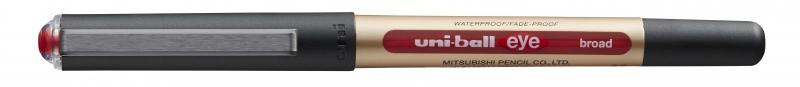 Uni-ball Eye Broad UB-150-10 Penna a inchiostro liquido - Punta a sfera da 1 mm - Inchiostro resistente all'acqua e alla luce - Sistema di controllo dell'inchiostro - Colore rosso